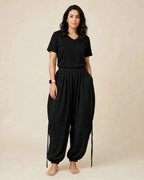 Pantalon en tissu oversize ajustable